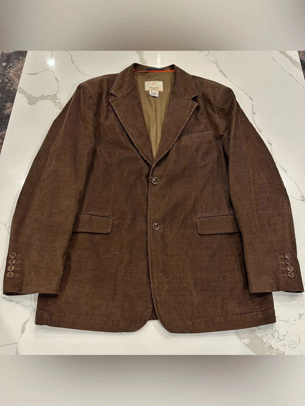 Faconnable Sport Coat Blazer Jacket Mens L Corduroy Cotton Brown Casual
